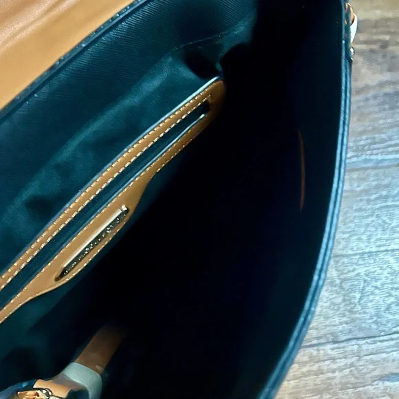 MKF Collection by Mia K Flora ~ Brown/Beige Leather W/ Flora Satchel Bag ~ New - Picture 14 of 16